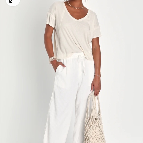 Lulus Daily Outing Cream Ribbed Short Sleeve Tee - Picture 7 of 7